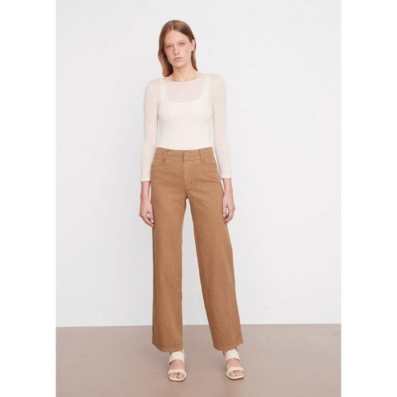 Vince High-Waist Washed Casual Pant Regular Fit Tapenade Women's Size 8 NWT - Picture 3 of 12
